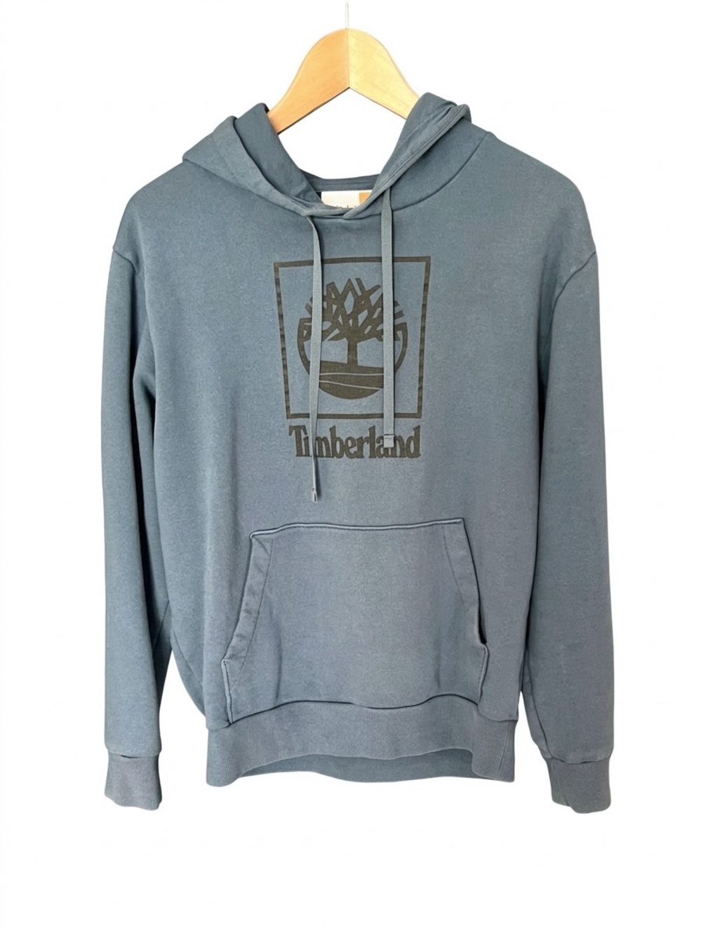 Timberland Men's Blue Box Logo Graphic Hoodie Sweatshirt Medium M
